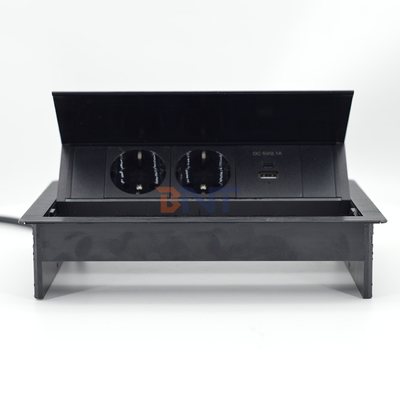 Built-In Desk Flip Cover socket with 2 Ac Outlets Power Socket Conference Table Wire Grommet Convenient Power Socket