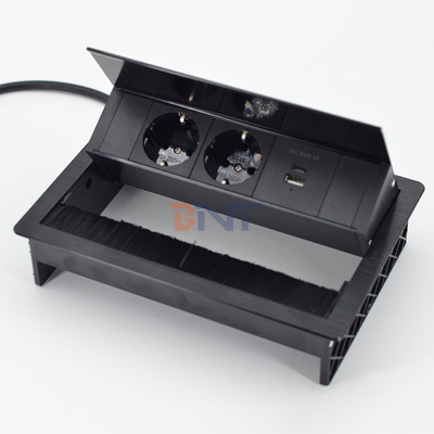 Built-In Desk Flip Cover socket with 2 Ac Outlets Power Socket Conference Table Wire Grommet Convenient Power Socket