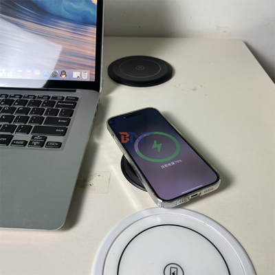 office furniture round qi wireless charger with EU power outlet & usb a+c for sofa coffee table charging station