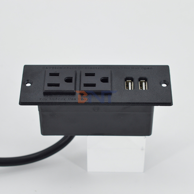 Recessed Power Strip US standard Desk Mountable Power socket 2 Outlets & 2 USB Type A socket for Cabinet Sofa