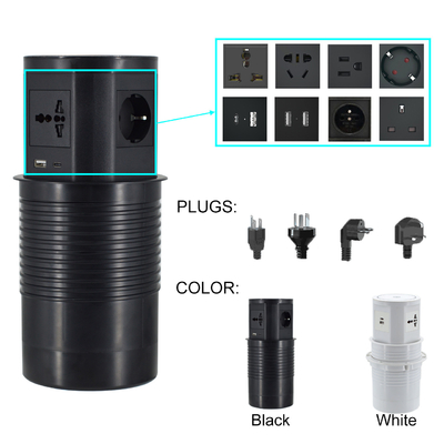 Kitchen Hidden Pneumatic Pop Up Power Sockets With usb port and 15W Wireless Charger for Office desk