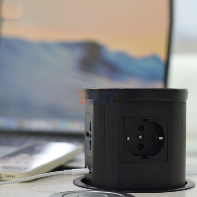 Kitchen Hidden Pneumatic Pop Up Power Sockets With usb port and 15W Wireless Charger for Office desk