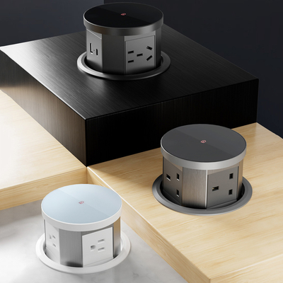 Recessed Desktop Pop-Up Hidden Power Socket with USB Port AC Kitchen Socket 16A with wireless fast charger for Office
