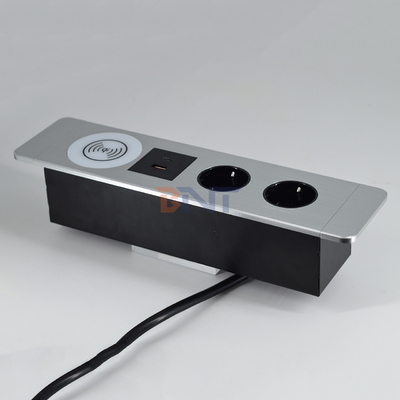 Office multifunctional under table socket EU power socket with usb A+C ports and wireless charger