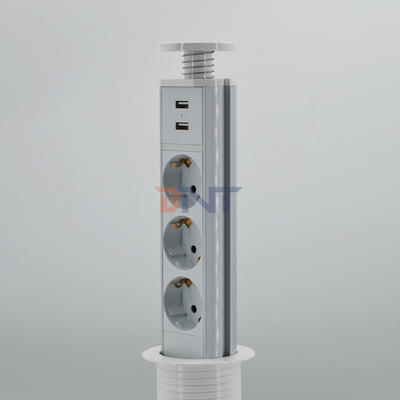 IP44 6cm White color kitchen vertical tower power outlet with USB Charging