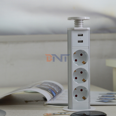 IP44 6cm White color kitchen vertical tower power outlet with USB Charging