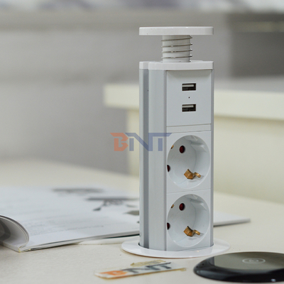 IP44 6cm White color kitchen vertical tower power outlet with USB Charging
