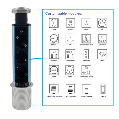 Kitchen Table Use Power Extension kitchen Socket With 3 EU Outlet VSP Panel and Buckle