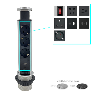 Round Circle Hidden Kitchen Pop Up Power Outlet with USB Plugs & Sockets for Counter Table Top