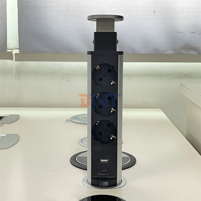 Round Circle Hidden Kitchen Pop Up Power Outlet with USB Plugs & Sockets for Counter Table Top