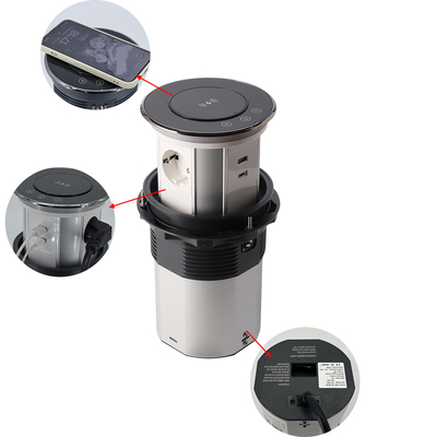 Kitchen Hidden Customize motorized pop up power kitchen sockets tabletop tower sockets with USB A+C charging sockets