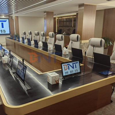 17.3" retractable motorized monitor lift tv lift mechanism motorized with motorized MIC for paperless conference system