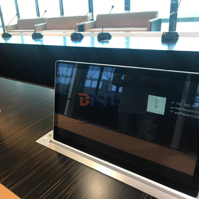 17.3" retractable motorized monitor lift tv lift mechanism motorized with motorized MIC for paperless conference system