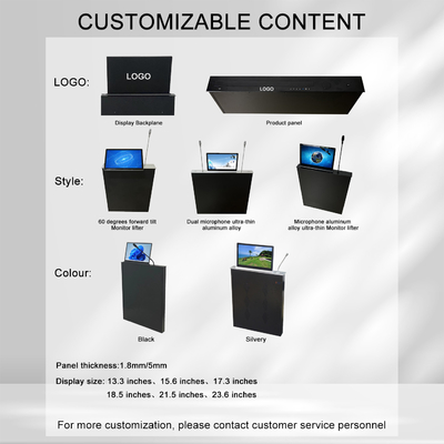 17.3" retractable motorized monitor lift tv lift mechanism motorized with motorized MIC for paperless conference system