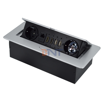 Embedded Factory Pop up Socket with EU Power Outlet Embedded Tabletop IP44 2 AC Outlets RJ45 Network and HDMI plug