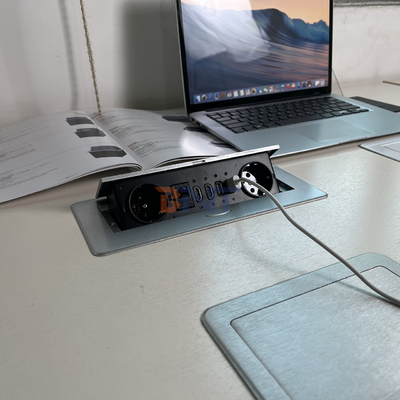 Embedded Factory Pop up Socket with EU Power Outlet Embedded Tabletop IP44 2 AC Outlets RJ45 Network and HDMI plug