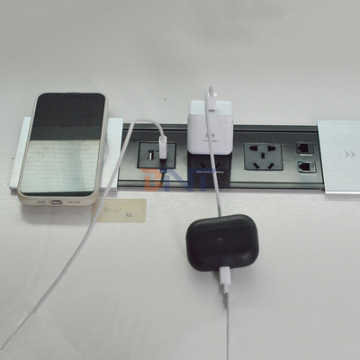 New Style Desktop Slip Cover Power Sliding Socket 10A Rated Current with Wireless Charger for Home and Office