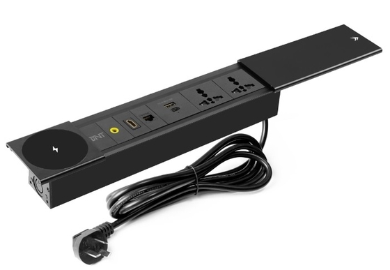 Multi-Functional Sliding Cover Power Socket for Office Desks with USB Charge Module type