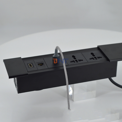Multi-Functional Sliding Cover Power Socket for Office Desks with USB Charge Module type
