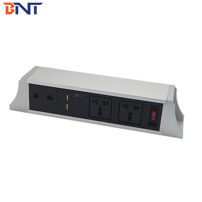 OEM/ODM BNT Power Socket Aluminum Alloy Hanging under Table with UK US EU AU SA Plug Standards 10A/13A/16A Rated Current