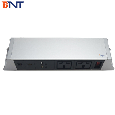 OEM/ODM BNT Power Socket Aluminum Alloy Hanging under Table with UK US EU AU SA Plug Standards 10A/13A/16A Rated Current