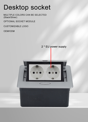 Multifunctional Zinc Alloy Desktop Office Pop Up Desk Power Outlets