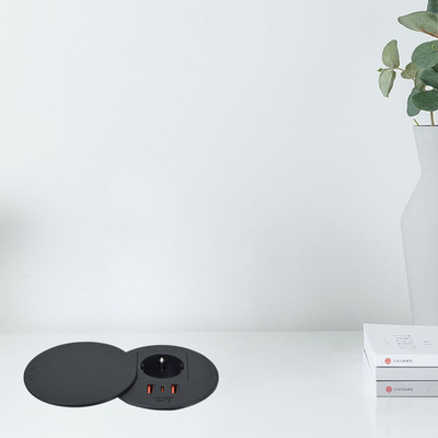Office Furniture round  EU power outlet & 2 usb a+ 1c for sofa coffee table charging station