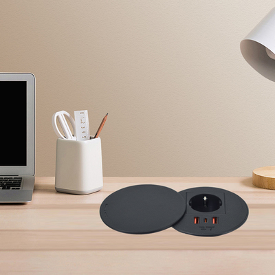 Office Furniture round  EU power outlet & 2 usb a+ 1c for sofa coffee table charging station
