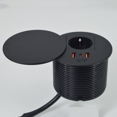 Office Furniture round  EU power outlet & 2 usb a+ 1c for sofa coffee table charging station
