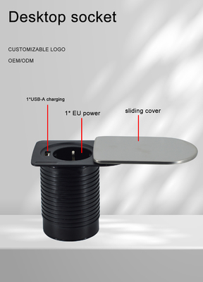 Mini socket hidden Under desktop office furniture tabletop 1 EU 1 USB A charger