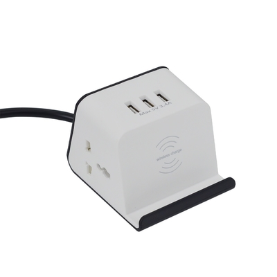 Universal USB AC Power Grommet Socket Office Furniture ABS Tabletop Socket 3 USB Output Ports 1.5m Cable 10A/16A
