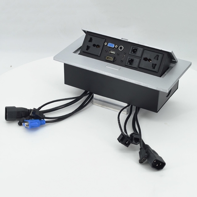 OEM/ODM Universal 16A/10A AC Outlets & Cat6 Data Port PopUp Design Tabletop Socket IP44 Level with 2 Outlets