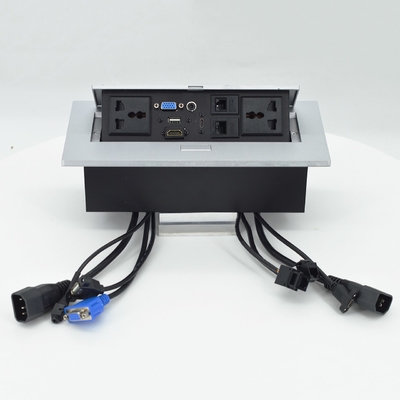 OEM/ODM Universal 16A/10A AC Outlets & Cat6 Data Port PopUp Design Tabletop Socket IP44 Level with 2 Outlets