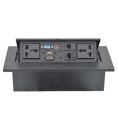 OEM/ODM Universal 16A/10A AC Outlets & Cat6 Data Port PopUp Design Tabletop Socket IP44 Level with 2 Outlets