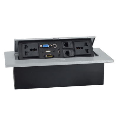 OEM/ODM Universal 16A/10A AC Outlets & Cat6 Data Port PopUp Design Tabletop Socket IP44 Level with 2 Outlets