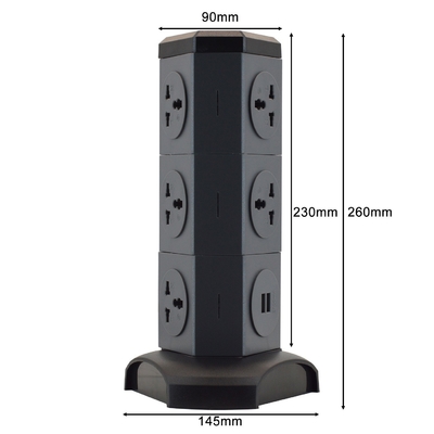 OEM/ODM Universal Power Extension Cord Tower Socket with Surge Protector for Desk