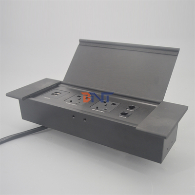Flushed mounted recessed flip up cover multi power table socket outlet hidden electrical desktop power socket
