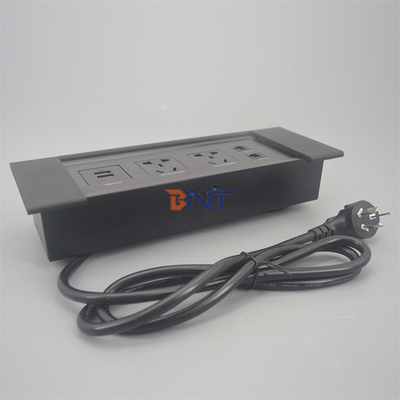 Flushed mounted recessed flip up cover multi power table socket outlet hidden electrical desktop power socket