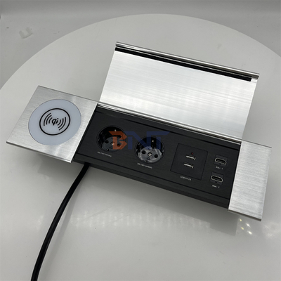 Multifunctional Power Socket with USB and Sliding Cover - Perfect for Office Desks and Workstations