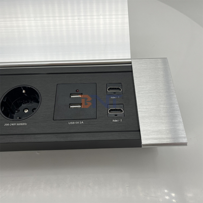Multifunctional Power Socket with USB and Sliding Cover - Perfect for Office Desks and Workstations