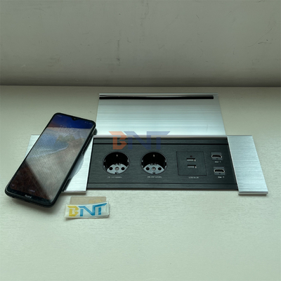 Multifunctional Power Socket with USB and Sliding Cover - Perfect for Office Desks and Workstations