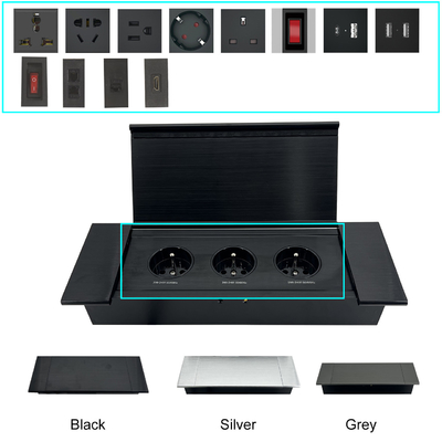 Embedded Design Power Outlet Socket Electrical Equipment  Furniture Outlet Multiple Plug Socket With Sliding Flip Cover