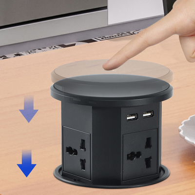 OEM/ODM Smart Pop-Up Power Outlet Aluminum Tabletop Socket with 4 AC Outlets & 2 USB Ports IP44 Standard for Charging