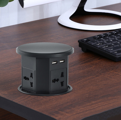 OEM/ODM Smart Pop-Up Power Outlet Aluminum Tabletop Socket with 4 AC Outlets & 2 USB Ports IP44 Standard for Charging