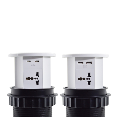 OEM/ODM Smart Pop-Up Power Outlet Aluminum Tabletop Socket with 4 AC Outlets & 2 USB Ports IP44 Standard for Charging