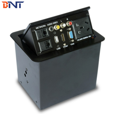 Pop Up Flush Mounted Table Standard Power Socket Conference With RCA / VGA / HDMI