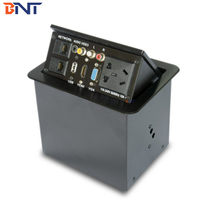 Pop Up Flush Mounted Table Standard Power Socket Conference With RCA / VGA / HDMI