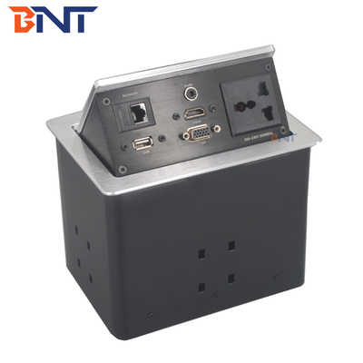 Multi Function Countertop Pop Up Electrical Outlet Matte Black Color With HDMI / VGA