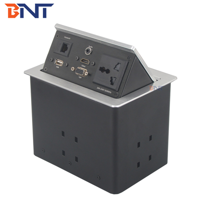 Multi Function Countertop Pop Up Electrical Outlet Matte Black Color With HDMI / VGA
