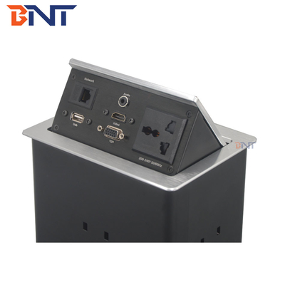 Multi Function Countertop Pop Up Electrical Outlet Matte Black Color With HDMI / VGA